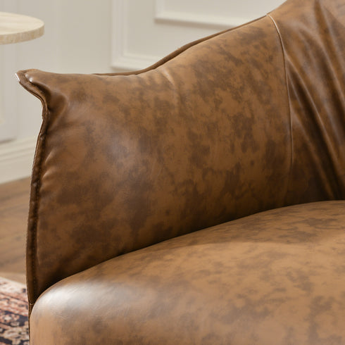 Kadar Leather Barrel Chair-Coffee Modern Leather Chair | Accent Chairs | Kinwell Furniture | Barrel Chairs