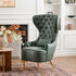 Letitia Faux Leather Wingback Chair - Green Accent Chair | Decorative Faux Leather Chairs | Kinwell Furniture | Modern Wingback Accent Chairs
