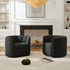 Wilton Bouclé Swivel Barrel Chair - Black Petal Back Modern Swivel Chair | Swivel Accent Chairs | Kinwell Furniture | Swivel Armchairs
