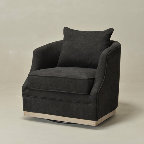 Minerva Swivel Barrel Chair - Black Modern Swivel Chair | Swivel Accent Chairs | Kinwell Furniture | Swivel Armchairs