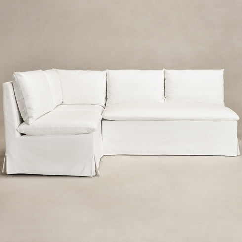 Nelly Performance L-Shape Banquette - White Modern L-Shape Banquette | L-Shape Banquette Seating | Kinwell Furniture | Modular Dining Banquette Set