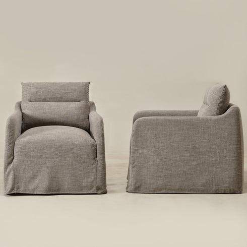 Clara Linen Slipcover Swivel Chair