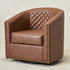 Logan Faux Leather Tufted Swivel Club Chair - Brown Mid Century Modern Swivel Chair | Waiting Room Swivel Chairs| Kinwell Furniture | Designer Swivel Chairs