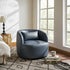 Ashlie Faux Leather Swivel Chair - Navy Blue Swivel Chair | Faux Leather Armchairs | Kinwell Furniture | Modern Swivel Accent Chairs
