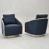 Barnett Swivel Barrel Chair - Navy Modern Swivel Chair | Swivel Accent Chairs | Kinwell Furniture | Swivel Armchairs