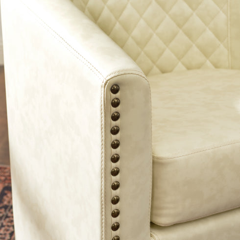 Logan Faux Leather Tufted Swivel Club Chair - Modern Swivel Chair | Swivel Accent Chairs | Kinwell Furniture | Swivel Armchairs