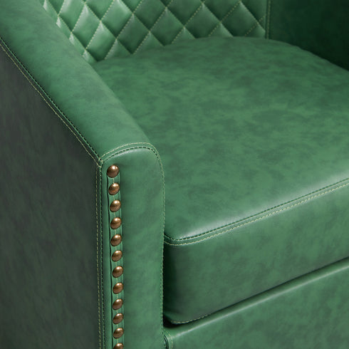 Logan Faux Leather Tufted Swivel Club Chair - Modern Swivel Chair | Swivel Accent Chairs | Kinwell Furniture | Swivel Armchairs