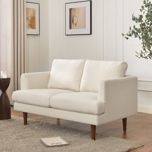 Cream Upholstered Loveseat – Albert Loveseat Sofa | 2-Seater Couch | Kinwell Furniture | Mid-Century Modern, Timeless Design
