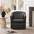 Lawton Faux Leather Tufted Swivel Chair – Black Industrial Modern Swivel Chair | Faux Leather Office & Lounge Chair | Kinwell Furniture | High Back Chair