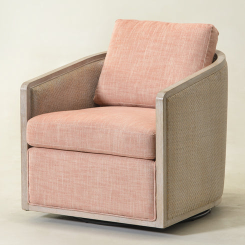Claude Linen Swivel Cane Chair