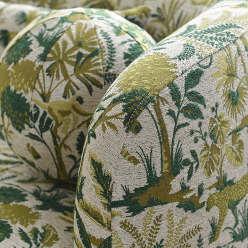 Ashlie Embroidered Fabric Loveseat – Jungle Animal Print Loveseat Sofa | Modern Upholstered Loveseat | Embroidered Fabric Loveseat Sofa | Kinwell Furniture | Two-Seater Accent Sofa | Embroidered Fabric Couch | Living Room Loveseat | Statement Loveseat Sofa