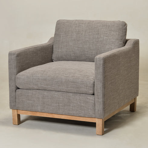 Goose Down Feathers Upholstered Armchair – Tan Square Arm Accent Chair | Plush Feather-Filled Chair | Kinwell Furniture | Cloud-Soft, Timeless Design