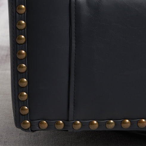 Logan Faux Leather Tufted Swivel Club Chair - Black Modern Swivel Chair | Swivel Accent Chairs | Kinwell Furniture | Swivel Armchairs