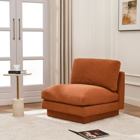 Montyne Bouclé Chair - Caramel Armless Design | Modern Accent Chair with Texture | Kinwell Furniture | Earthy Interior Seating