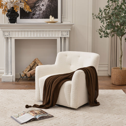 Vestie Chenille Swivel Barrel Chair - Swivel Side Chair | Stylish Swivel Chairs | Kinwell Furniture | Swivel Chairs for Living Room