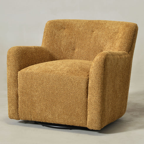 Vestie Chenille Swivel Barrel Chair - Camel Modern Swivel Chair | Swivel Accent Chairs | Kinwell Furniture | Swivel Armchairs