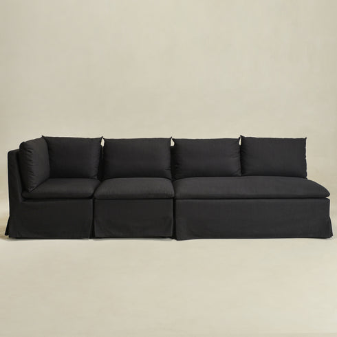 Nelly Performance L-Shape Banquette - Black Modern L-Shape Banquette | L-Shape Banquette Seating | Kinwell Furniture | Modular Dining Banquette Set