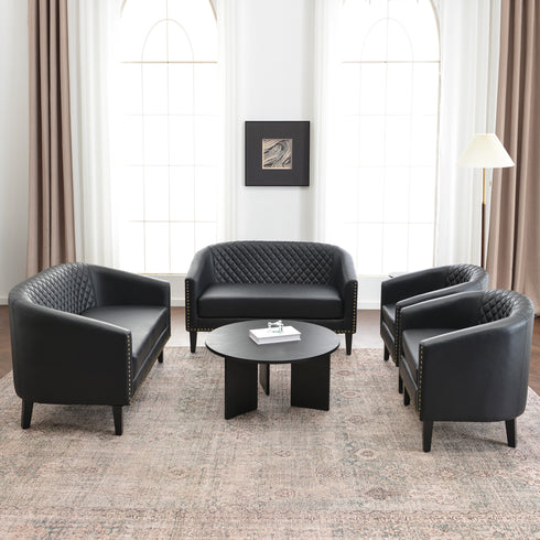 Logan Faux Leather Tufted Loveseat | Fabric Loveseat Couch | Kinwell Furniture | Modern Loveseats & Comfortable Loveseat Sofa Couches