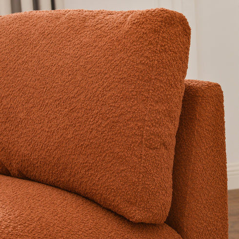 Montyne Armless Bouclé Chair - Rich Caramel Upholstery | Earth Tone Accent Chair | Kinwell Furniture | Mid-century Modern Style