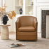 Lawton Faux Leather Tufted Swivel Chair – Camel Industrial Modern Swivel Chair | Faux Leather Office & Lounge Chair | Kinwell Furniture | High Back Chair