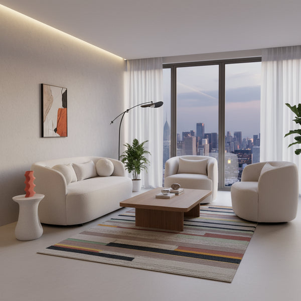 Ashlie Bouclé Furniture Set with Ottoman