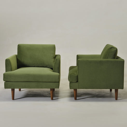 Upholstered Armchair – Green Square Arm Accent Chair | Performance Fabric Armchair | Kinwell Furniture | Scandinavian, Timeless Design