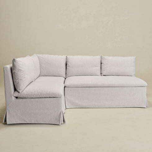 Nelly Performance L-Shape Banquette - Light Gray Modern L-Shape Banquette | L-Shape Banquette Seating | Kinwell Furniture | Modular Dining Banquette Set