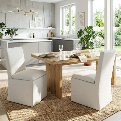 Diane Performance Dining Side Chair with Casters - Dining Chair | Modern Kitchen Chairs | Kinwell Furniture | Dining Chairs Performance Fabric