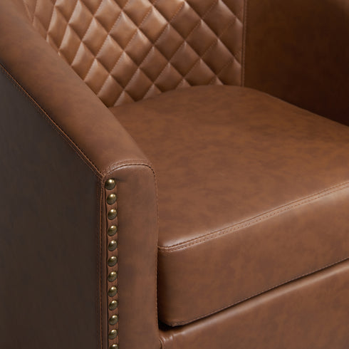 Logan Faux Leather Tufted Swivel Club Chair - Modern Swivel Chair | Swivel Accent Chairs | Kinwell Furniture | Swivel Armchairs