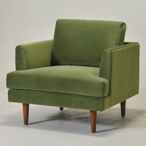 Upholstered Armchair – Green Square Arm Accent Chair | Performance Fabric Armchair | Kinwell Furniture | Scandinavian, Timeless Design
