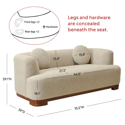Otto Bouclé Loveseat in Taupe – Modern Boucle 2 Seater Sofa | Small Apartment Sofa | Cozy Loveseat Couch | Kinwell Furniture