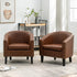 Logan Faux Leather Tufted Club Chair - Brown Top Rated Accent Chair | Accent Sitting Chairs | Kinwell Furniture | Modern Sitting Room Chairs