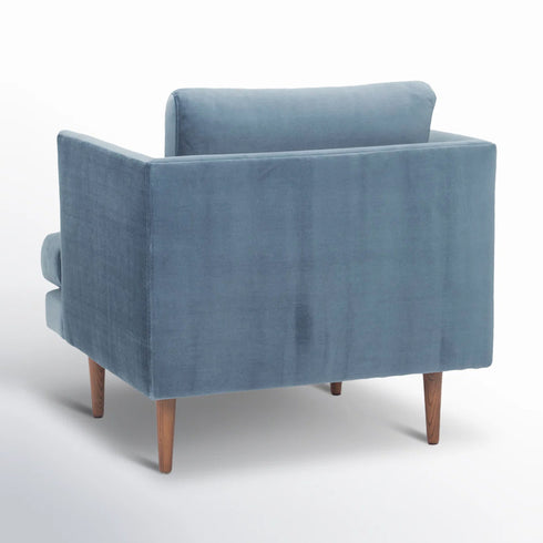 Upholstered Armchair – Blue Square Arm Accent Chair | Performance Fabric Armchair | Kinwell Furniture | Scandinavian, Timeless Design