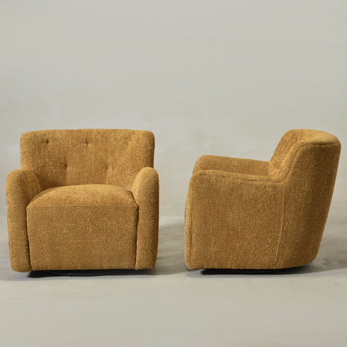 Vestie Chenille Swivel Barrel Chair - Camel Modern Swivel Chair | Swivel Accent Chairs | Kinwell Furniture | Swivel Armchairs
