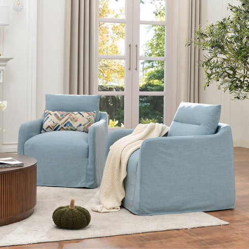 Clara Linen Slipcover Swivel Chair