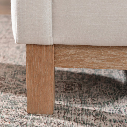 Goose Down Feathers Upholstered Loveseat – Cream Square Arm 2-Seater Sofa | Plush Feather-Filled Loveseat | Kinwell Furniture | Cloud-Soft, Timeless Design