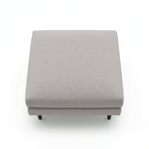 Albert Linen Blend Ottoman – Footrest & Pouf | Living Room Accent Seat | Kinwell Furniture | Contemporary Ottoman | Light Gray