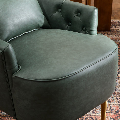 Letitia Faux Leather Wingback Chair - Green Accent Chair | Decorative Faux Leather Chairs | Kinwell Furniture | Modern Wingback Accent Chairs
