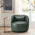 Ashlie Faux Leather Swivel Chair - Green Faux Leather Swivel Chair | Modern Barrel Chairs | Kinwell Furniture | Swivel Accent Chairs