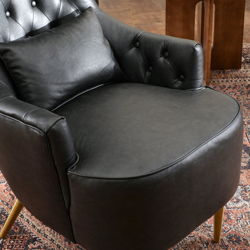 Letitia Faux Leather Wingback Chair - Black Accent Chair | Decorative Faux Leather Chairs | Kinwell Furniture | Modern Wingback Accent Chairs