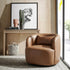 Ashlie Faux Leather Swivel Chair - Camel Modern Swivel Chair | Faux Leather Armchairs | Kinwell Furniture | Swivel Accent Chairs