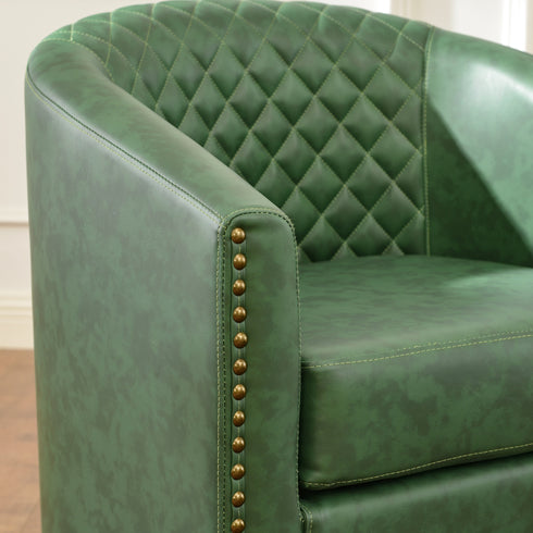 Logan Faux Leather Tufted Swivel Club Chair - Modern Swivel Chair | Swivel Accent Chairs | Kinwell Furniture | Swivel Armchairs