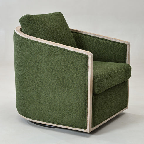 Claude Bouclé Swivel Barrel Chair - Modern Swivel Chair | Swivel Accent Chairs | Kinwell Furniture | Swivel Armchairs
