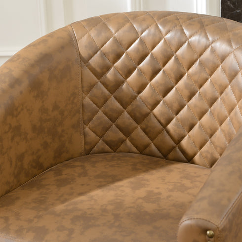 Logan Faux Leather Tufted Swivel Club Chair - Modern Swivel Chair | Swivel Accent Chairs | Kinwell Furniture | Swivel Armchairs