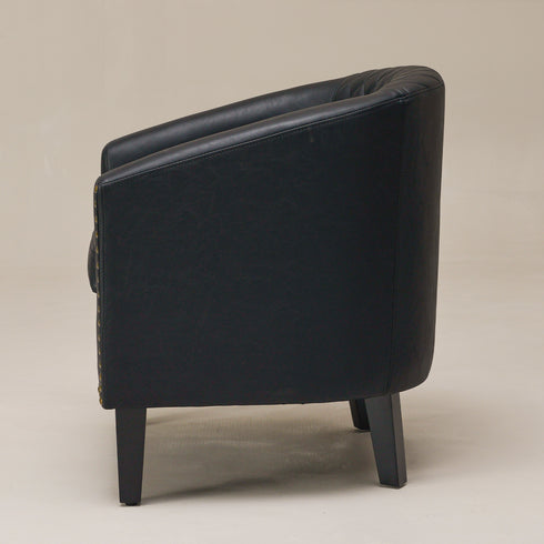 Logan Faux Leather Tufted Club Chair - Black Accent Chair | Decorative Accent Chairs | Kinwell Furniture | Modern Accent Chairs