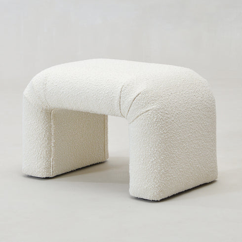 Norris Bouclé Ottoman - Fabric Ottoman | Decorative Ottoman | Kinwell Furniture | Modern Ottoman Furniture
