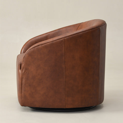 Susie Leather Swivel Barrel Chair - Swivel Accent Chair | Living Room Swivel Chairs | Kinwell Furniture | Best Swivel Chairs