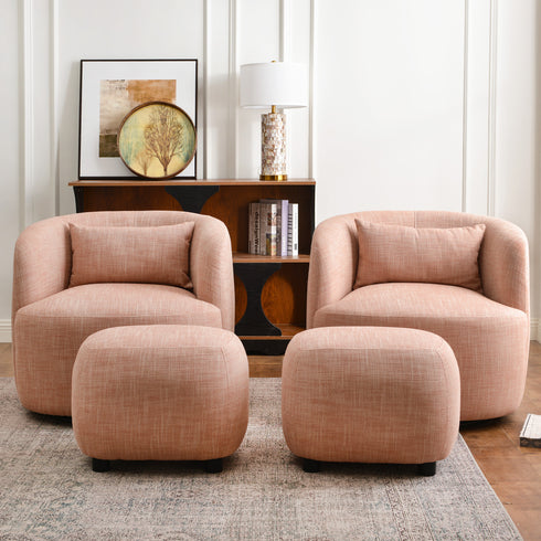 Ashlie Linen Swivel Barrel Chair