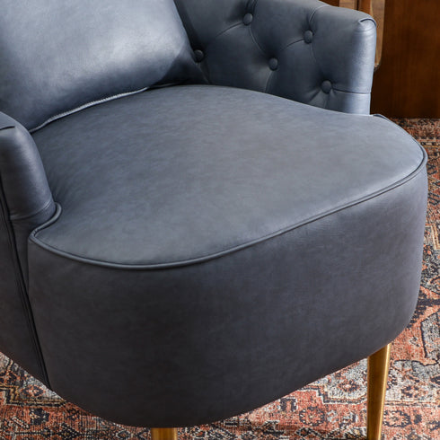 Letitia Faux Leather Wingback Chair - Navy Accent Chair | Decorative Faux Leather Chairs | Kinwell Furniture | Modern Wingback Accent Chairs