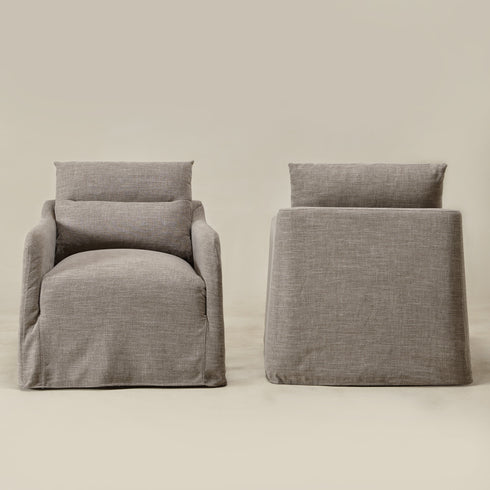 Clara Linen Slipcover Swivel Chair